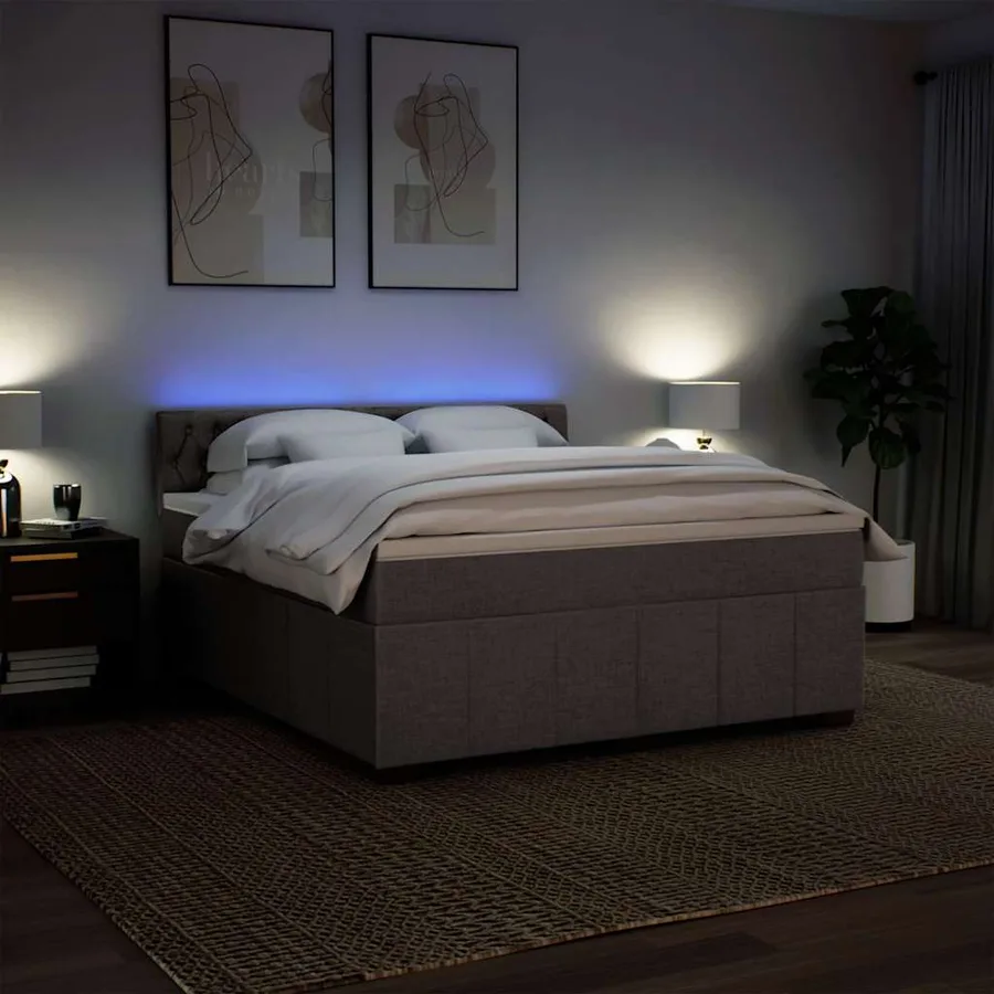 Sommier à lattes de lit avec matelas Taupe 180x200 cm Tissu - 5