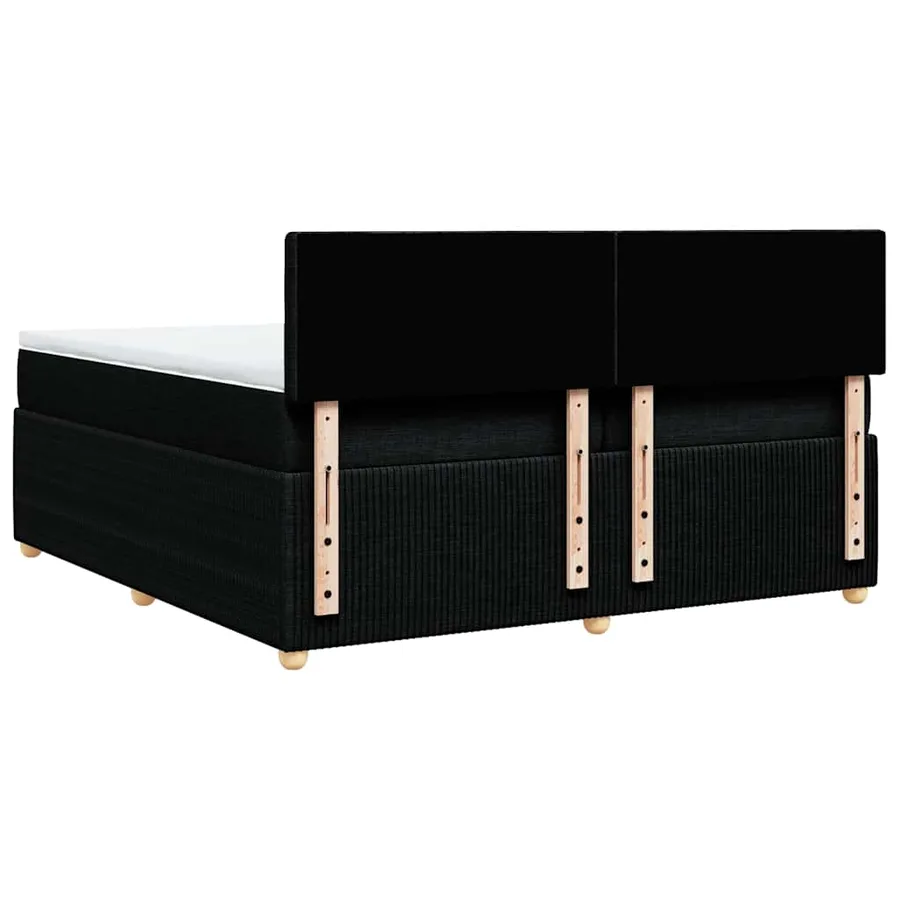 Sommier à lattes de lit avec matelas Noir 200x200 cm Tissu - 8