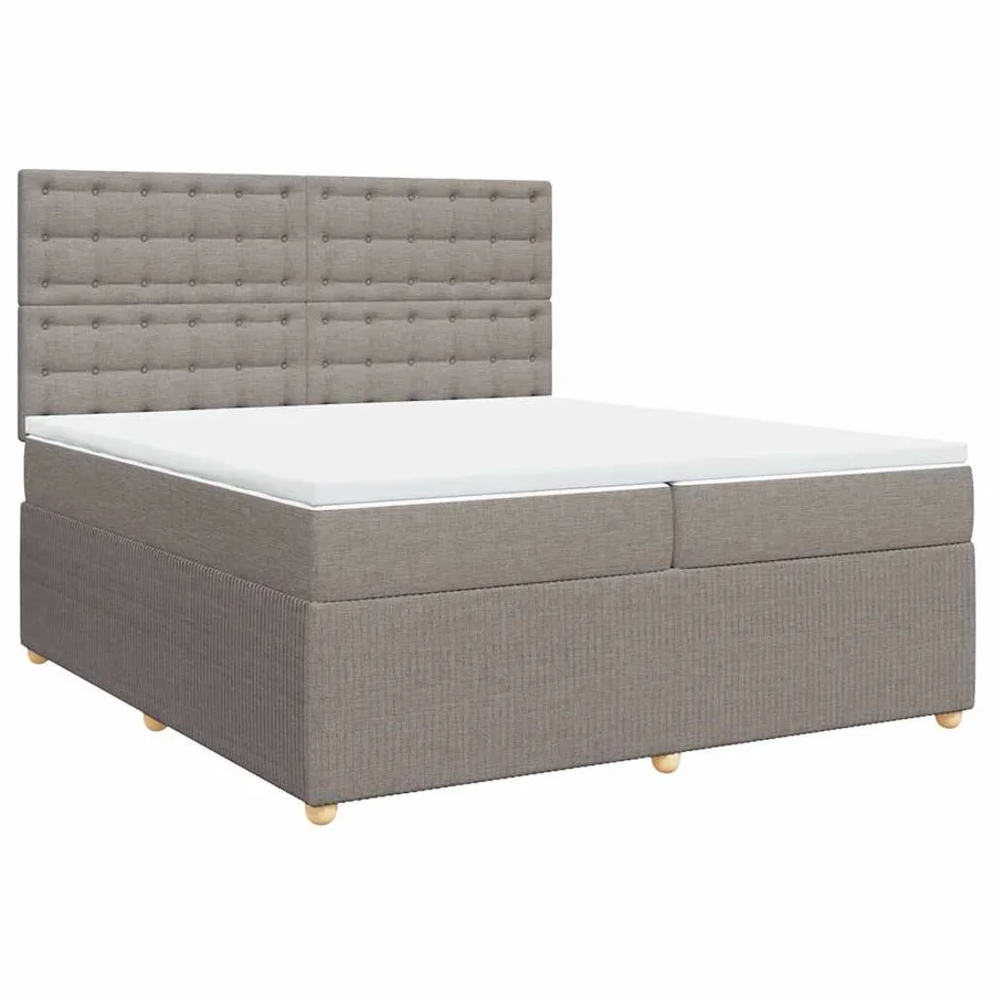 Sommier à lattes de lit avec matelas Taupe 200x200 cm Tissu - 3