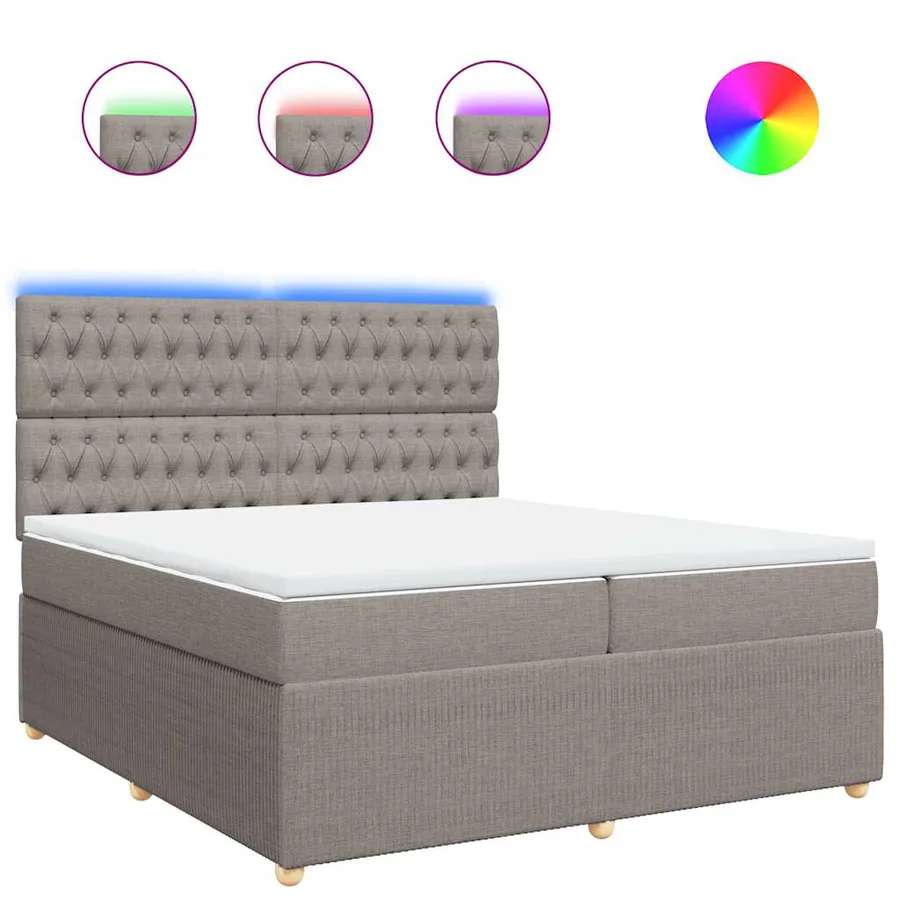 Sommier à lattes de lit avec matelas Taupe 200x200 cm Tissu - 2