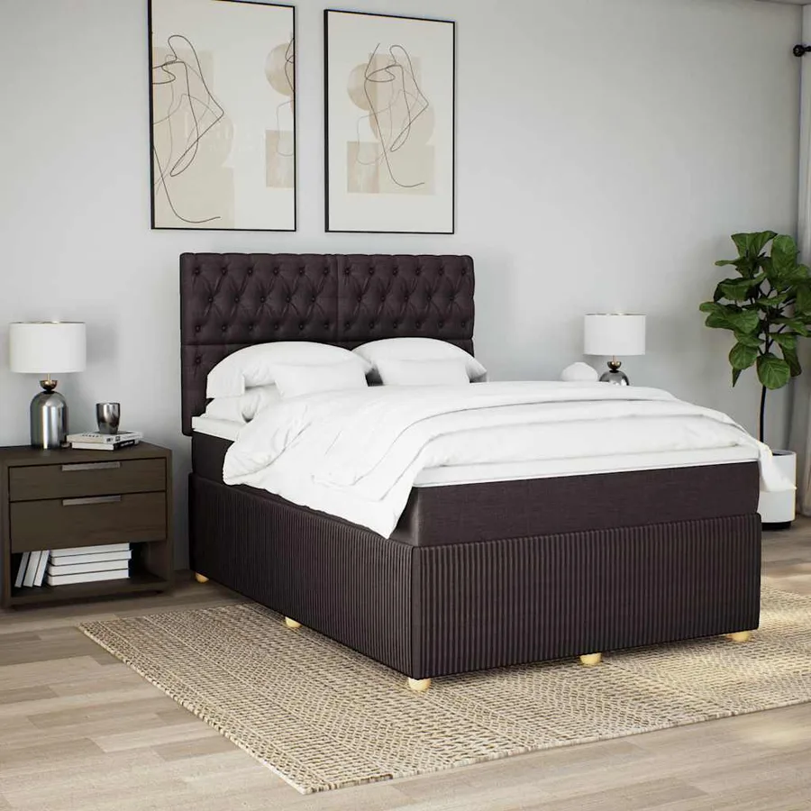 Sommier à lattes de lit avec matelas Marron foncé 160x200 cm - 5