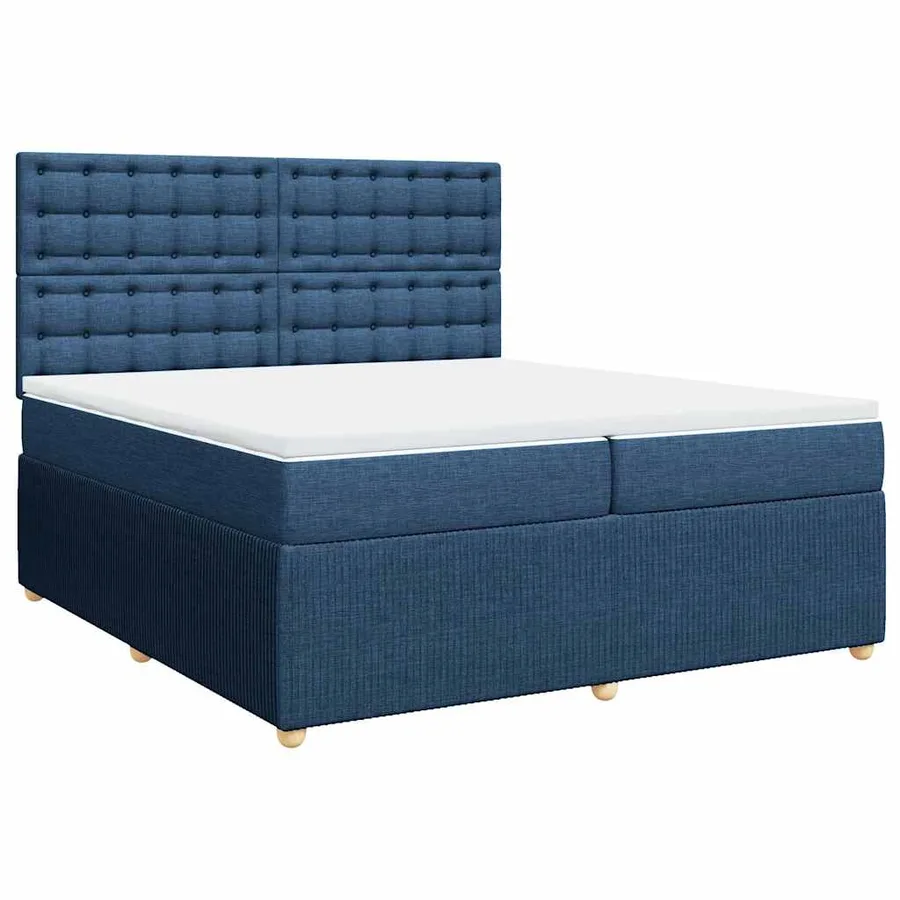 Sommier à lattes de lit avec matelas Bleu 200x200 cm Tissu - 3