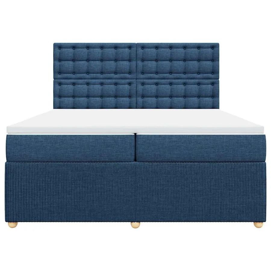 Sommier à lattes de lit avec matelas Bleu 200x200 cm Tissu - 6