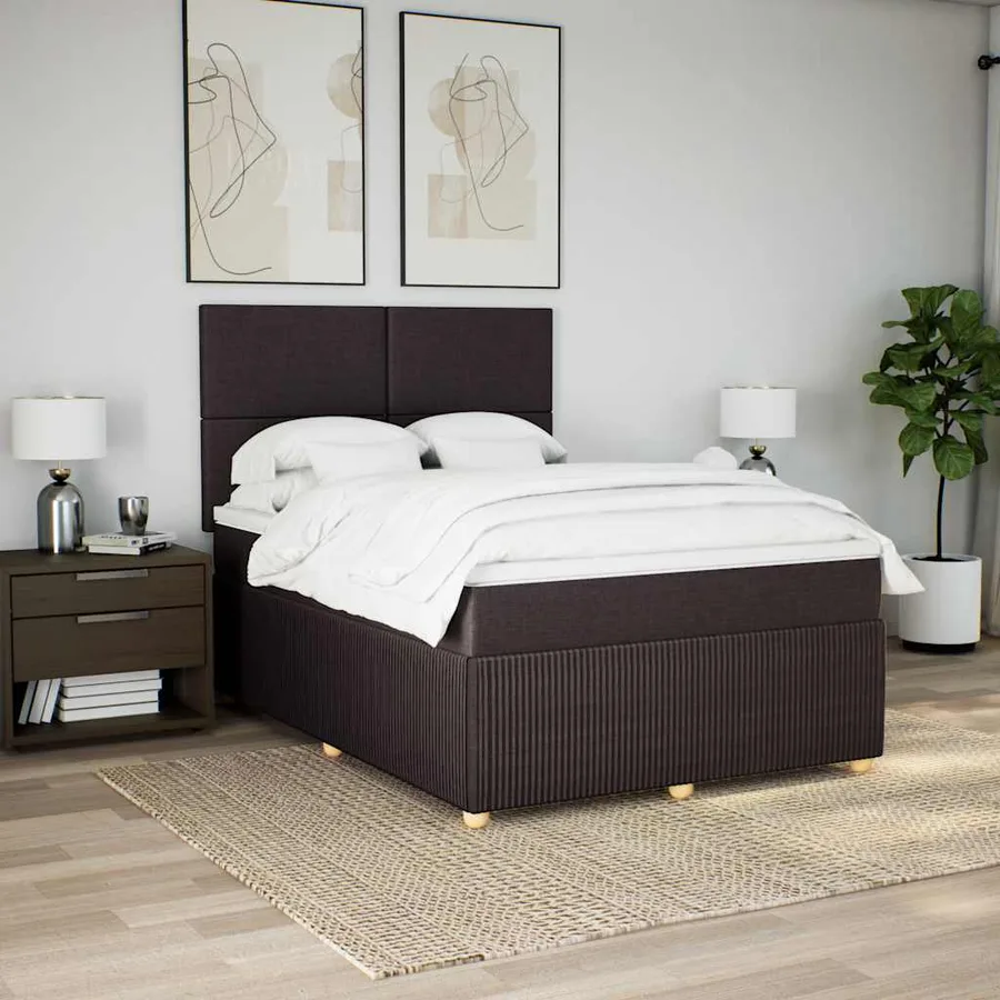Sommier à lattes de lit avec matelas Marron foncé 160x200 cm - 5