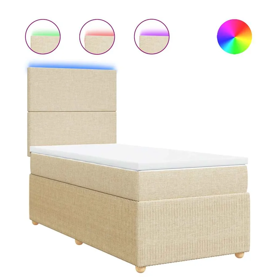 Sommier à lattes de lit avec matelas Crème 90x200 cm Tissu - 2