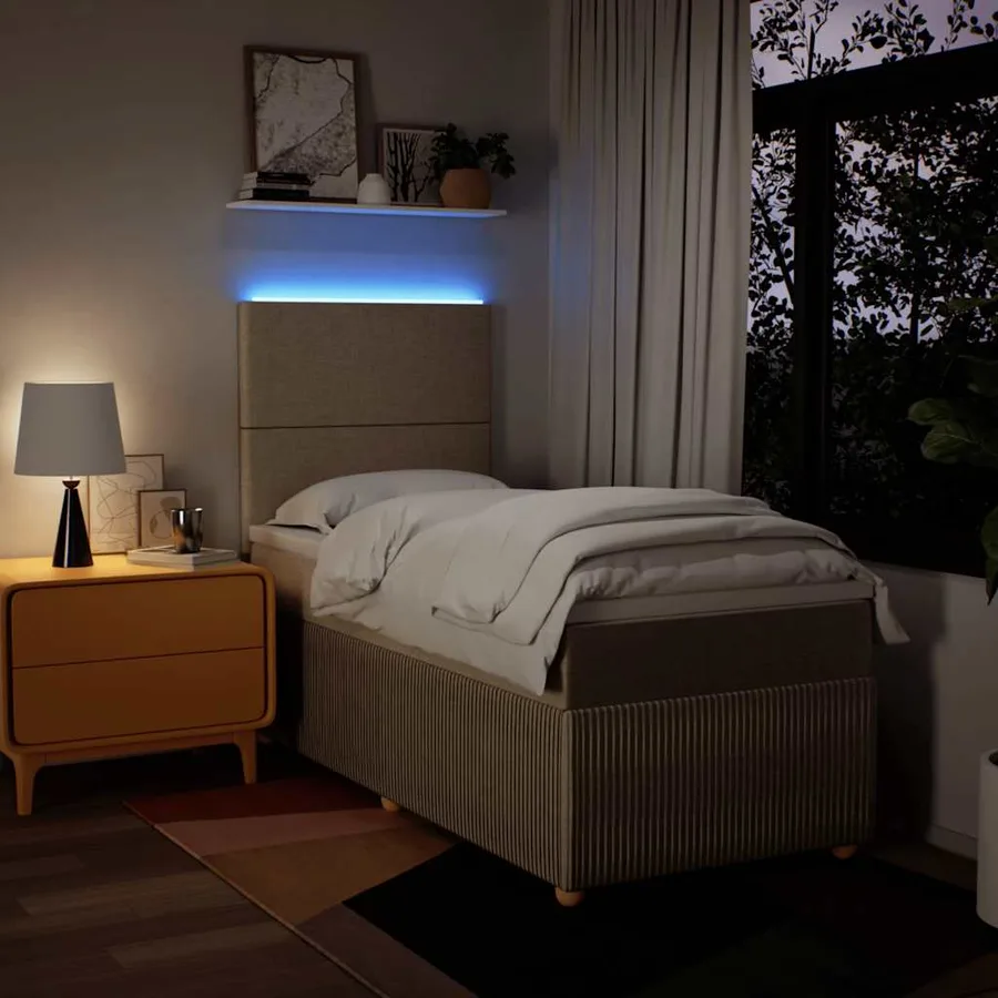 Sommier à lattes de lit avec matelas Crème 90x200 cm Tissu - 4