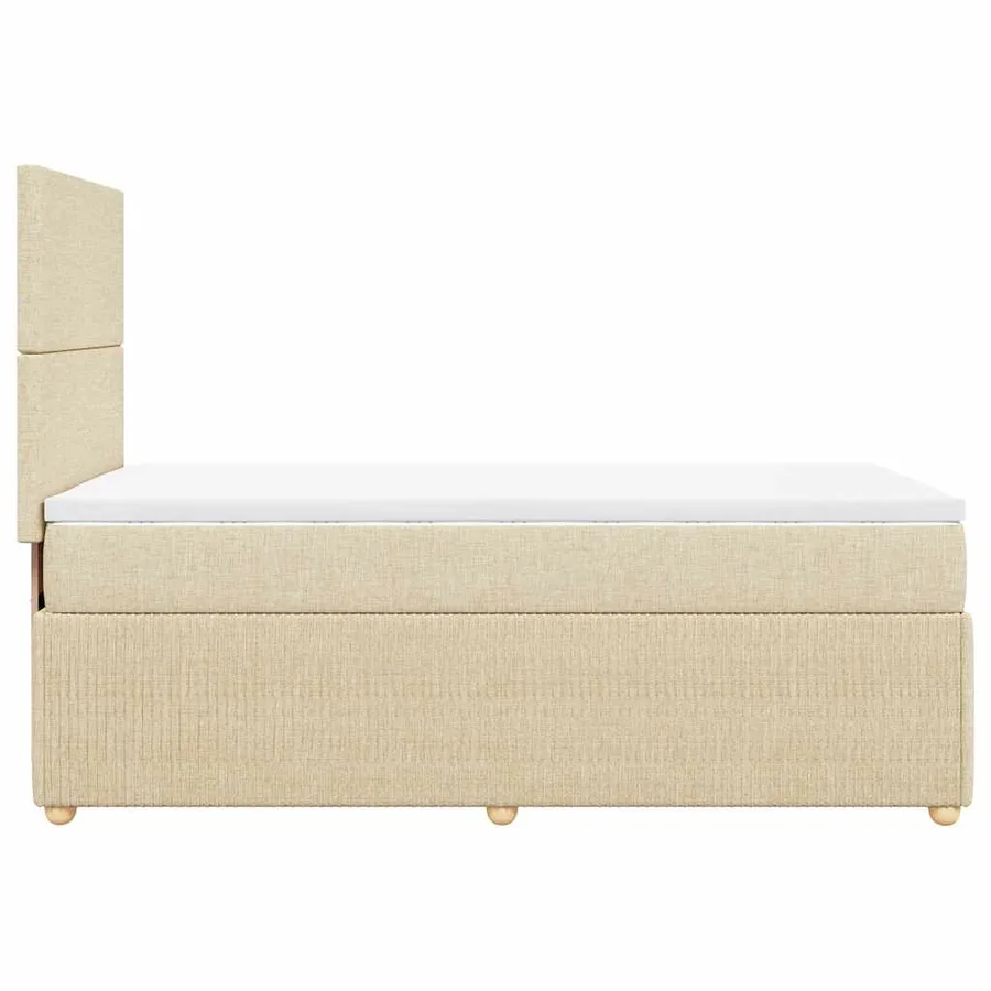 Sommier à lattes de lit avec matelas Crème 90x200 cm Tissu - 7