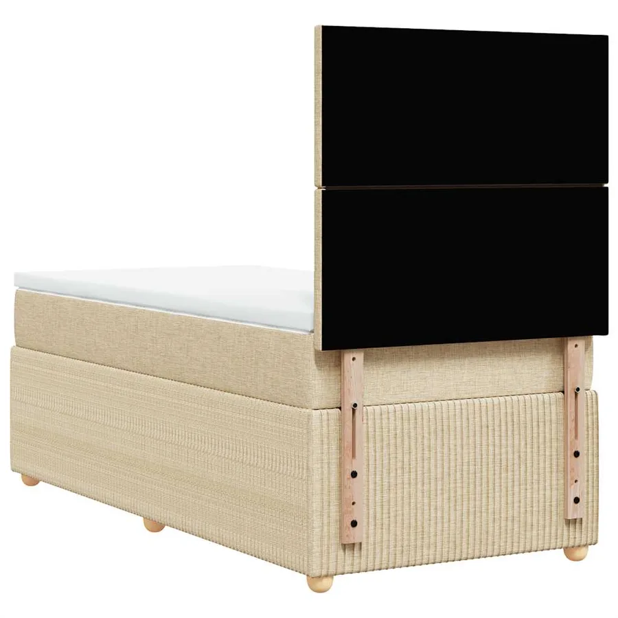 Sommier à lattes de lit avec matelas Crème 90x200 cm Tissu - 8