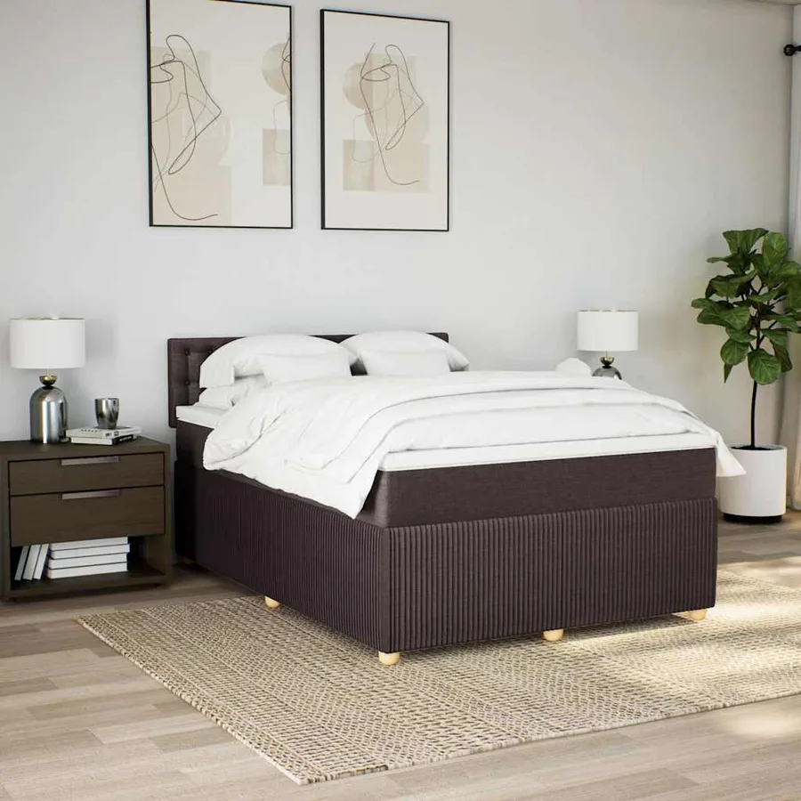 Sommier à lattes de lit avec matelas Marron foncé 140x190 cm - 3