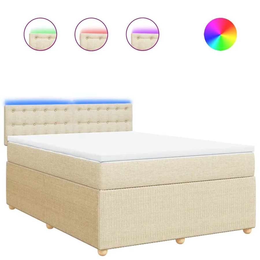Sommier à lattes de lit avec matelas Crème 160x200 cm Tissu - 2