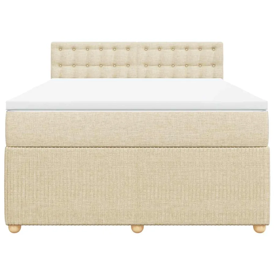 Sommier à lattes de lit avec matelas Crème 160x200 cm Tissu - 6