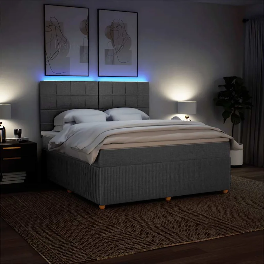 Sommier à lattes de lit avec matelas Gris foncé 180x200cm Tissu - 4