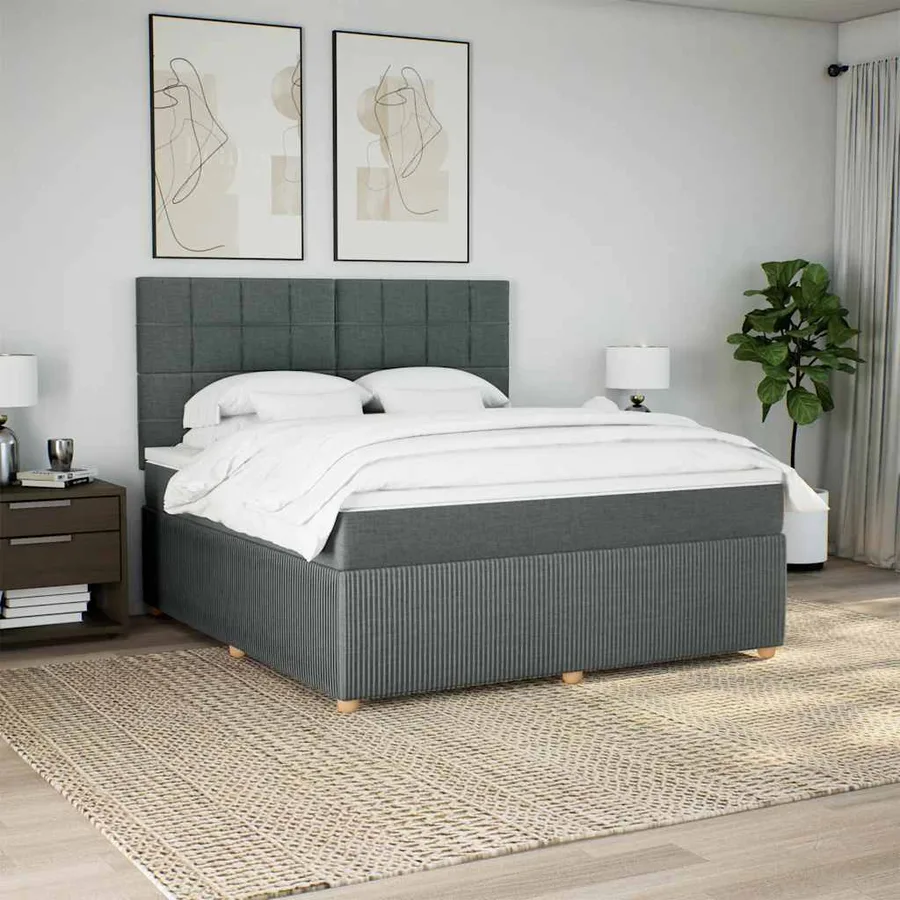 Sommier à lattes de lit avec matelas Gris foncé 180x200cm Tissu - 5