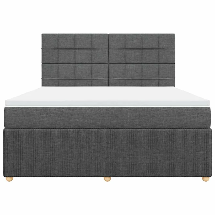 Sommier à lattes de lit avec matelas Gris foncé 180x200cm Tissu - 6
