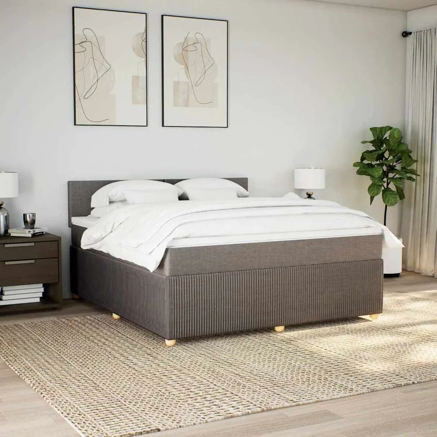 Sommier à lattes de lit avec matelas Taupe 180x200 cm Tissu - 3