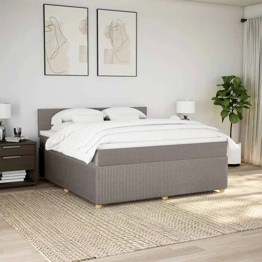 Sommier à lattes de lit avec matelas Taupe 180x200 cm Tissu - 4
