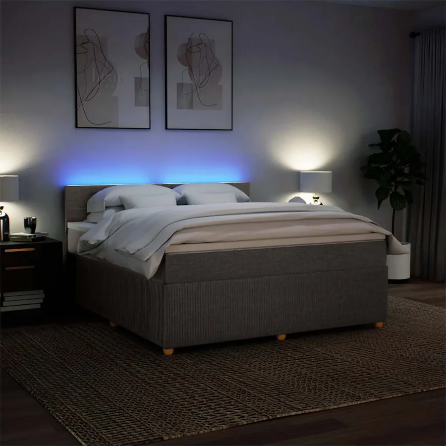 Sommier à lattes de lit avec matelas Taupe 180x200 cm Tissu - 5