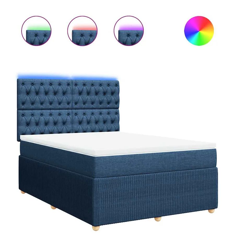 Sommier à lattes de lit avec matelas Bleu 160x200 cm Tissu - 2