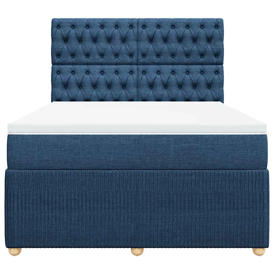 Sommier à lattes de lit avec matelas Bleu 160x200 cm Tissu - 6