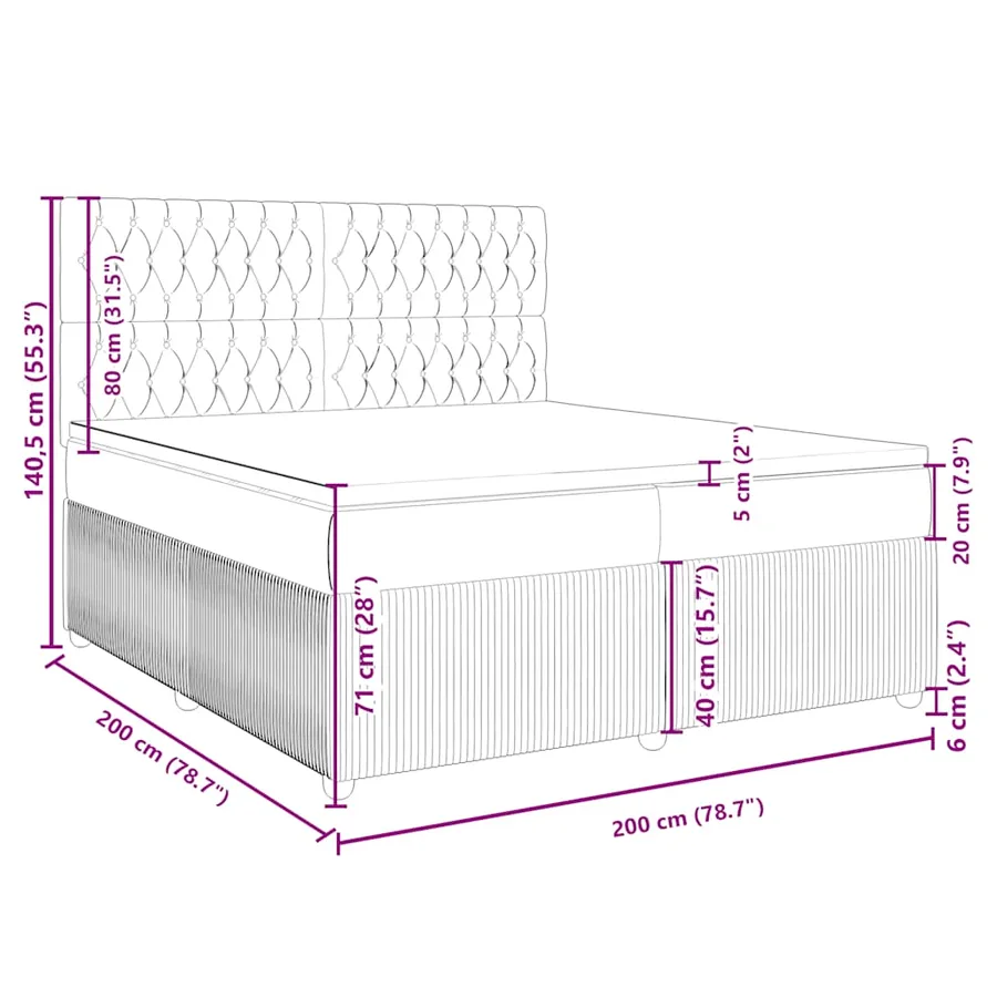 Sommier à lattes de lit avec matelas Marron foncé 200x200 cm - 13