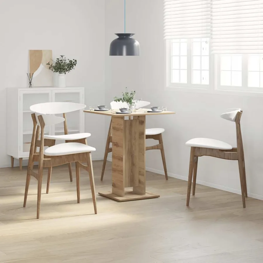 Table de bistro chêne artisanal 60x60x75 cm bois d'ingénierie