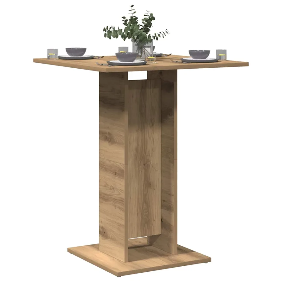Table de bistro chêne artisanal 60x60x75 cm bois d'ingénierie - 3