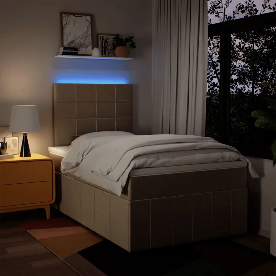 Sommier à lattes de lit avec matelas Crème 120x200 cm Tissu - 4