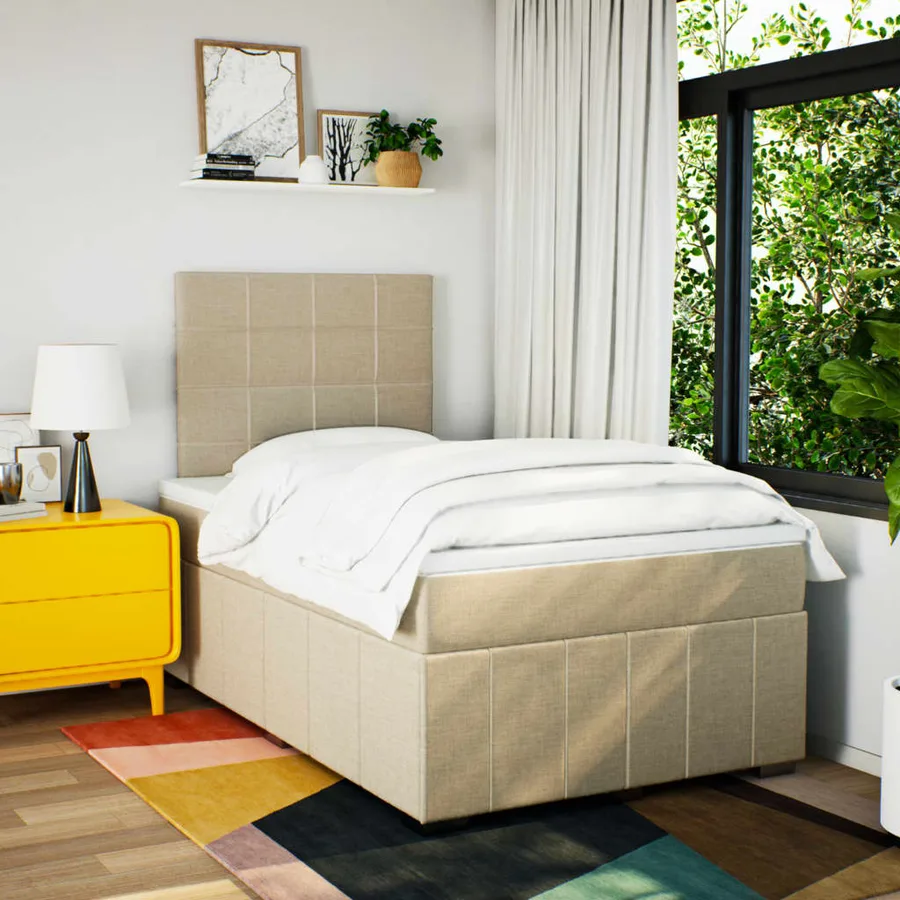 Sommier à lattes de lit avec matelas Crème 120x200 cm Tissu - 5