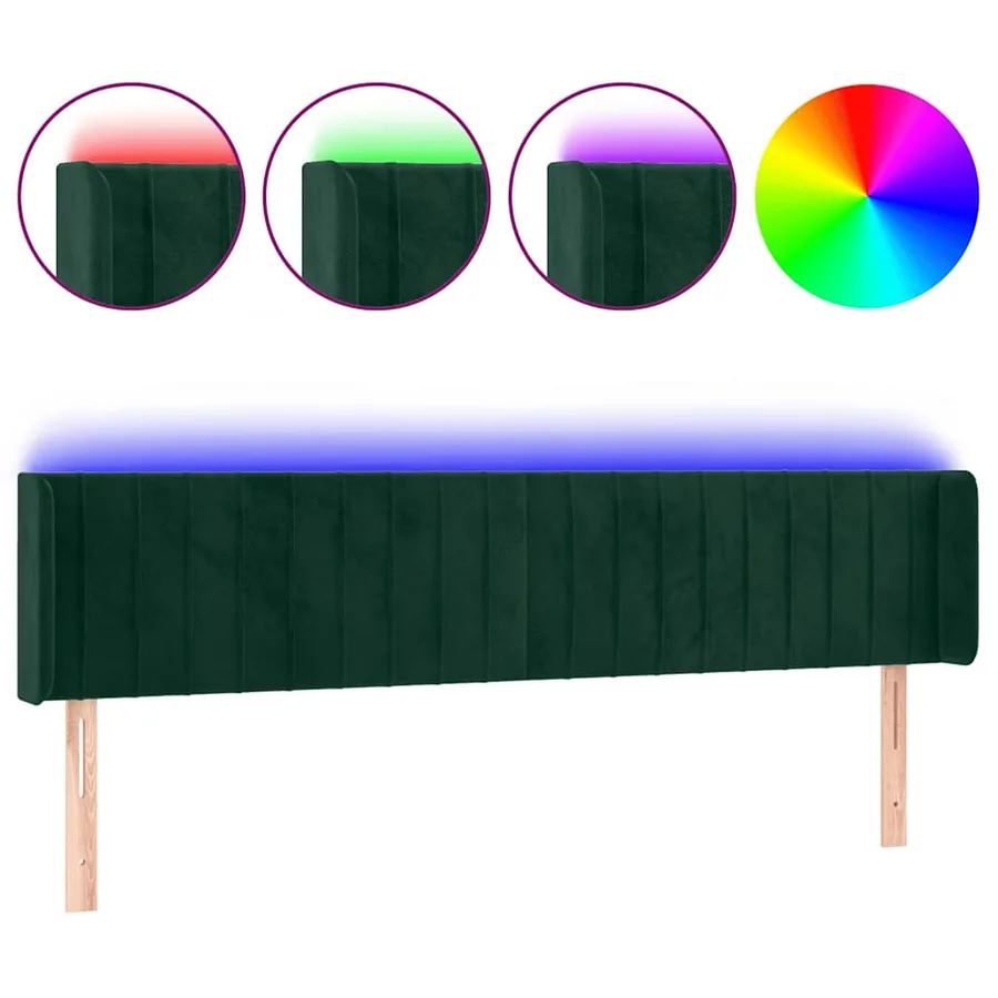 Tête de lit à LED Vert foncé 163x16x78/88 cm Velours - 2