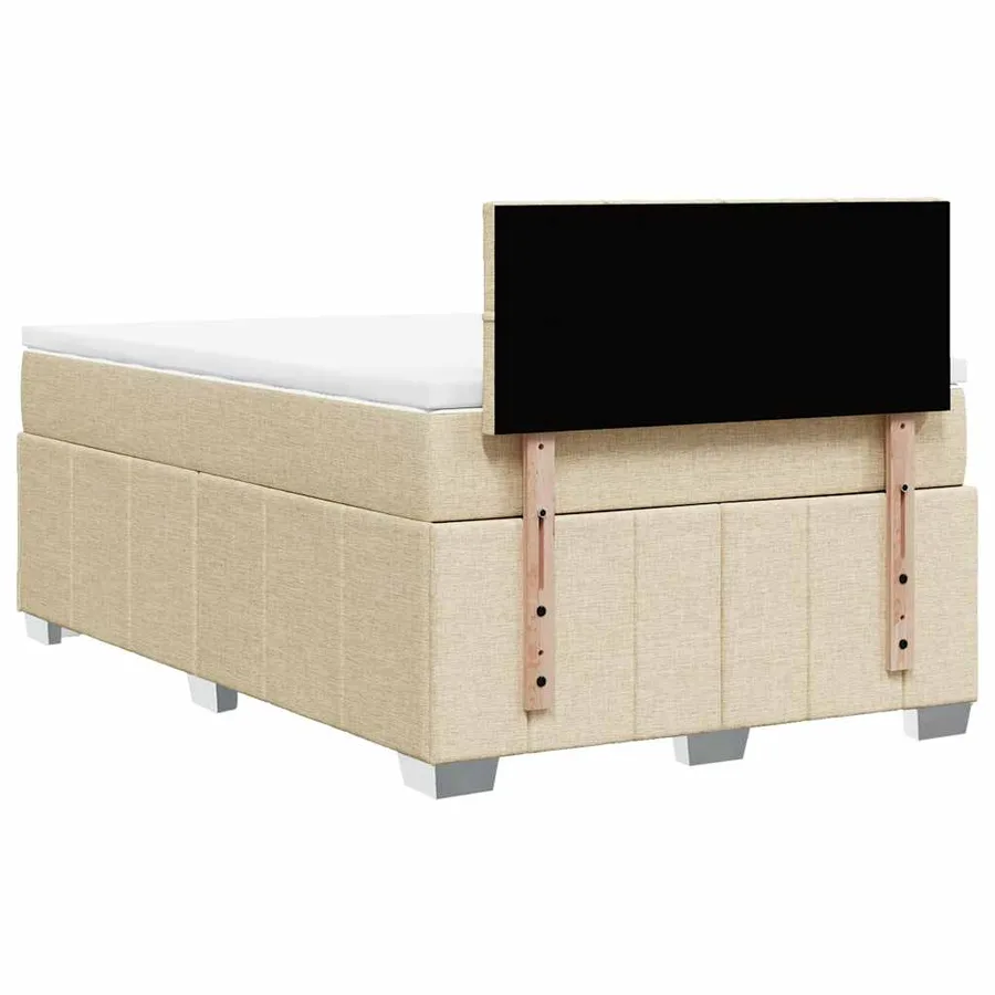 Sommier à lattes de lit avec matelas Crème 120x200 cm Tissu - 6