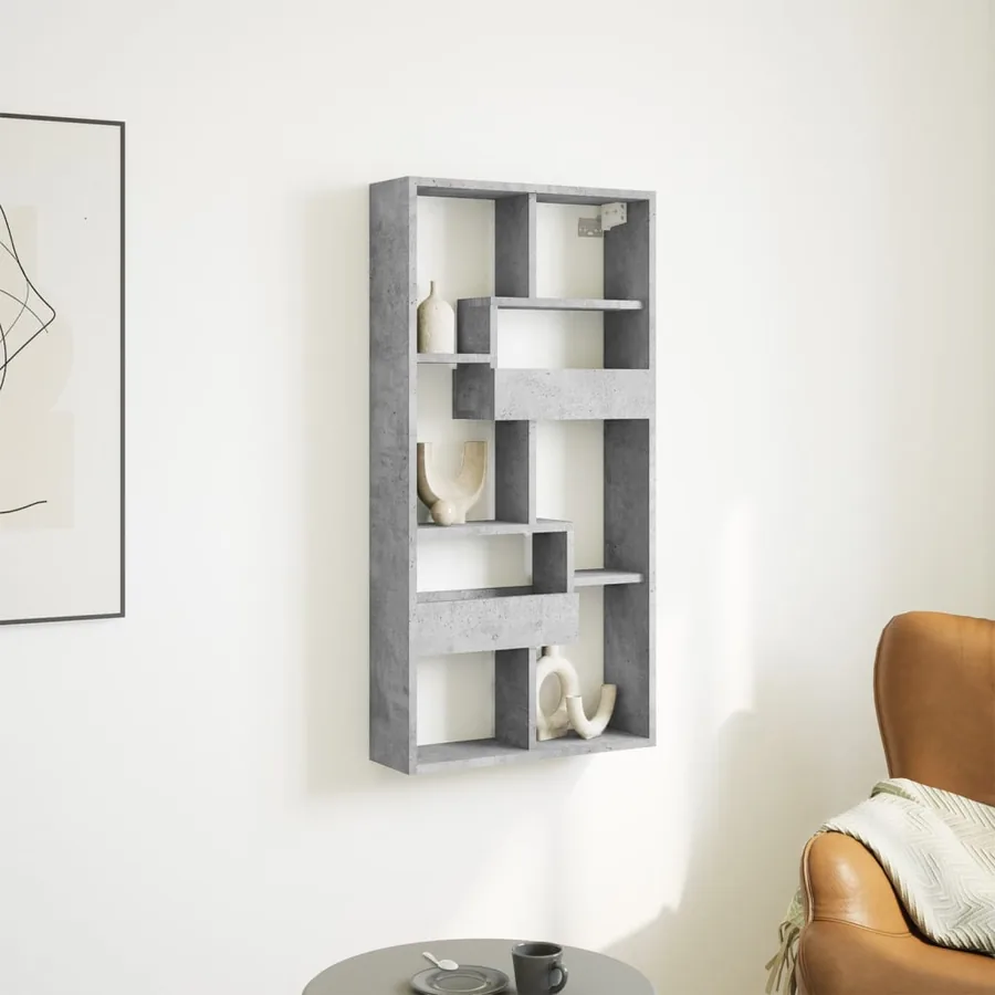 Armoire murale gris béton 50x15x100 cm bois d'ingénierie