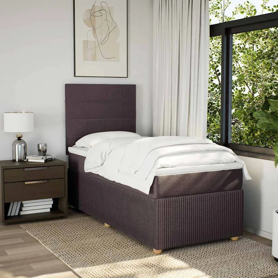 Sommier à lattes de lit avec matelas Marron foncé 90x200 cm - 5