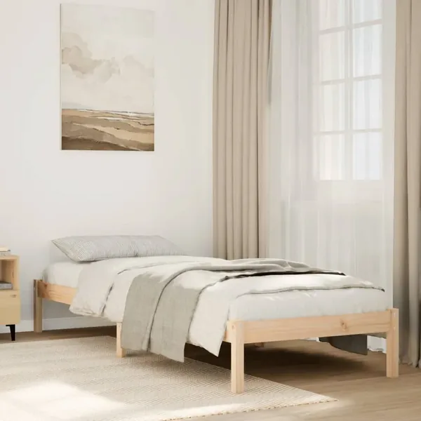 Cadre de lit extra long sans matelas 100x220 cm bois massif pin