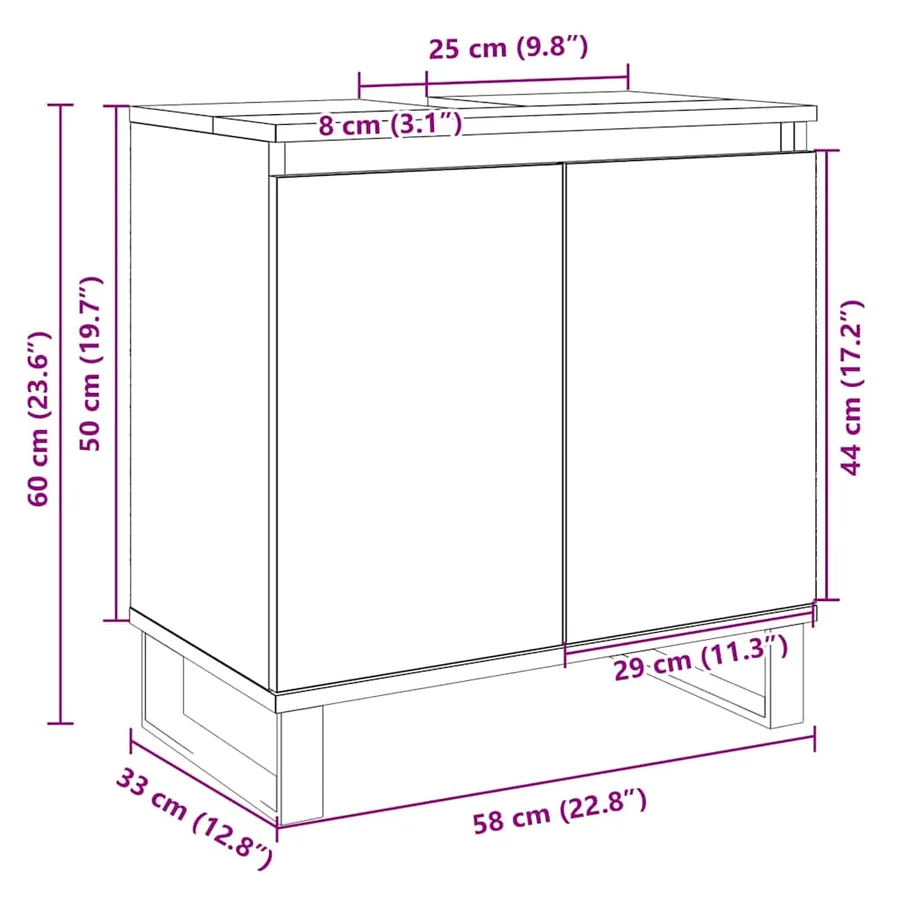 Armoire de bain chêne sonoma 58x33x60 cm bois d'ingénierie - 10