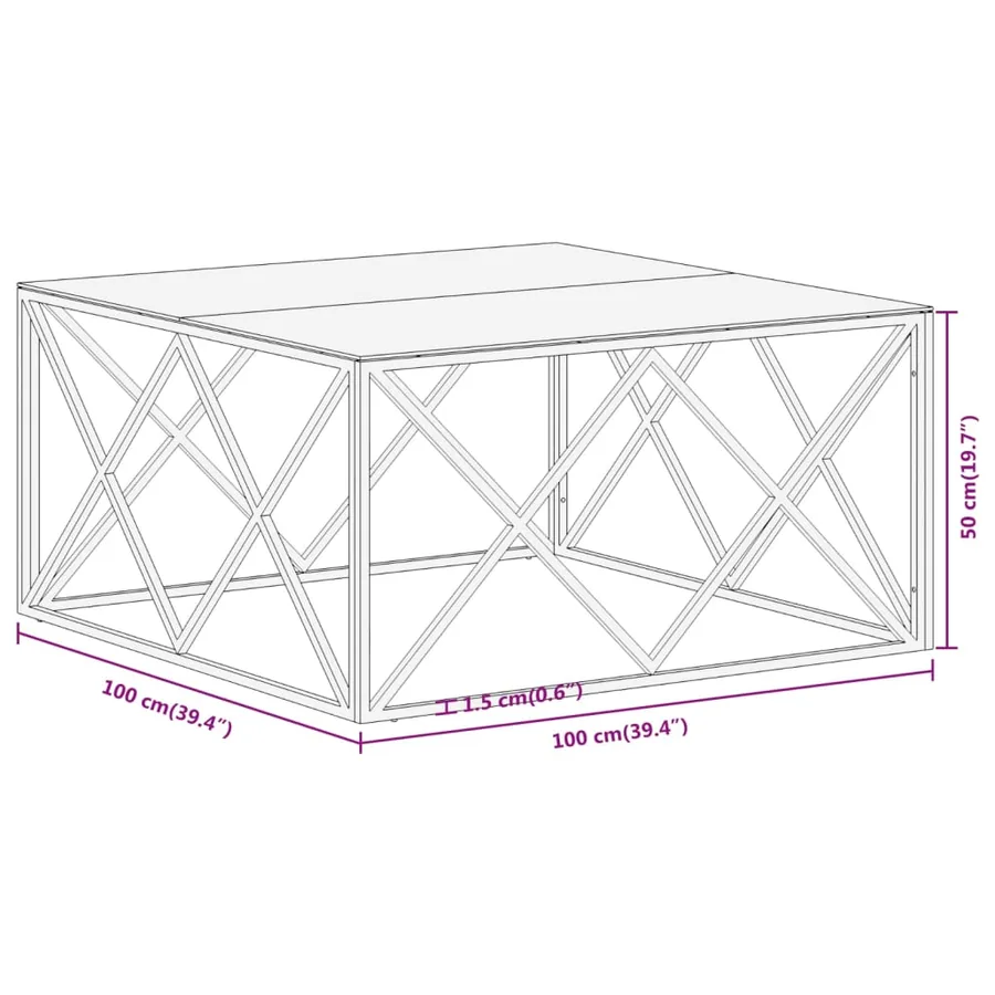 Table basse doré acier inoxydable et verre trempé - 9