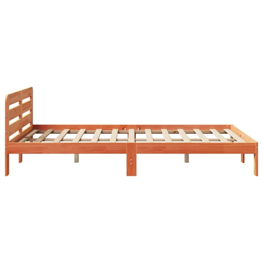 Cadre de lit sans matelas cire marron 140x190cm bois pin massif - 5