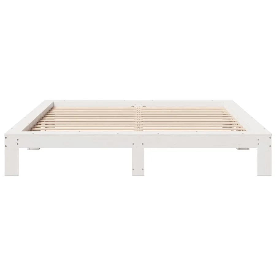 Cadre de lit sans matelas blanc 180x200 cm bois massif de pin - 4