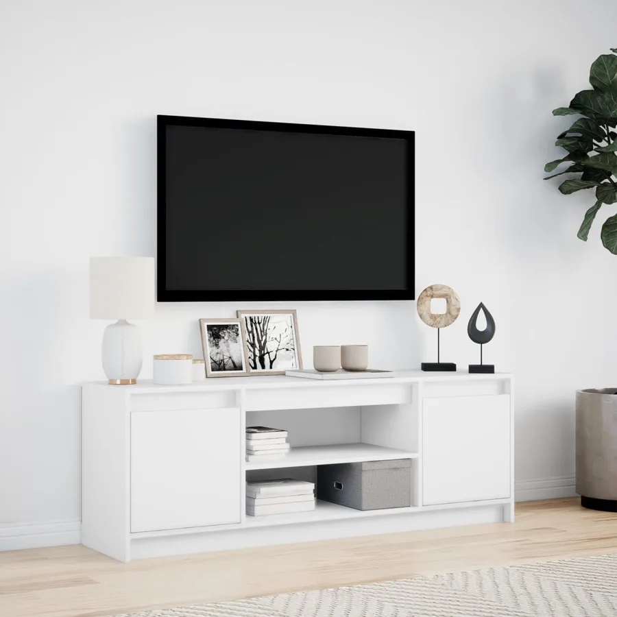 Meuble TV avec LED blanc 139,5x34x50 cm bois d'ingénierie - 4