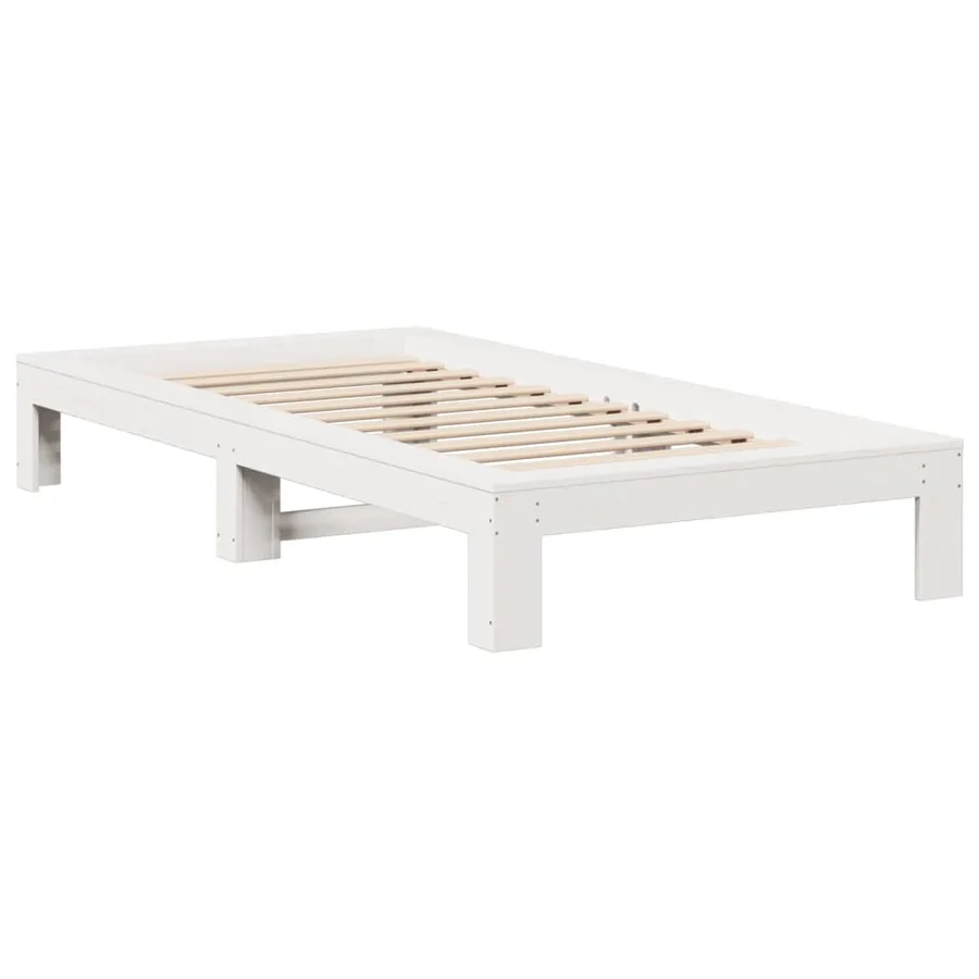 Cadre de lit sans matelas blanc 90x200 cm bois de pin massif - 3