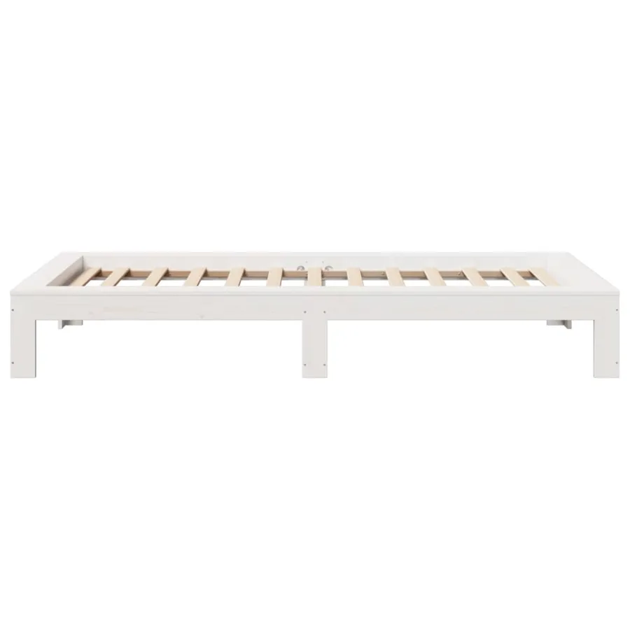 Cadre de lit sans matelas blanc 90x200 cm bois de pin massif - 5