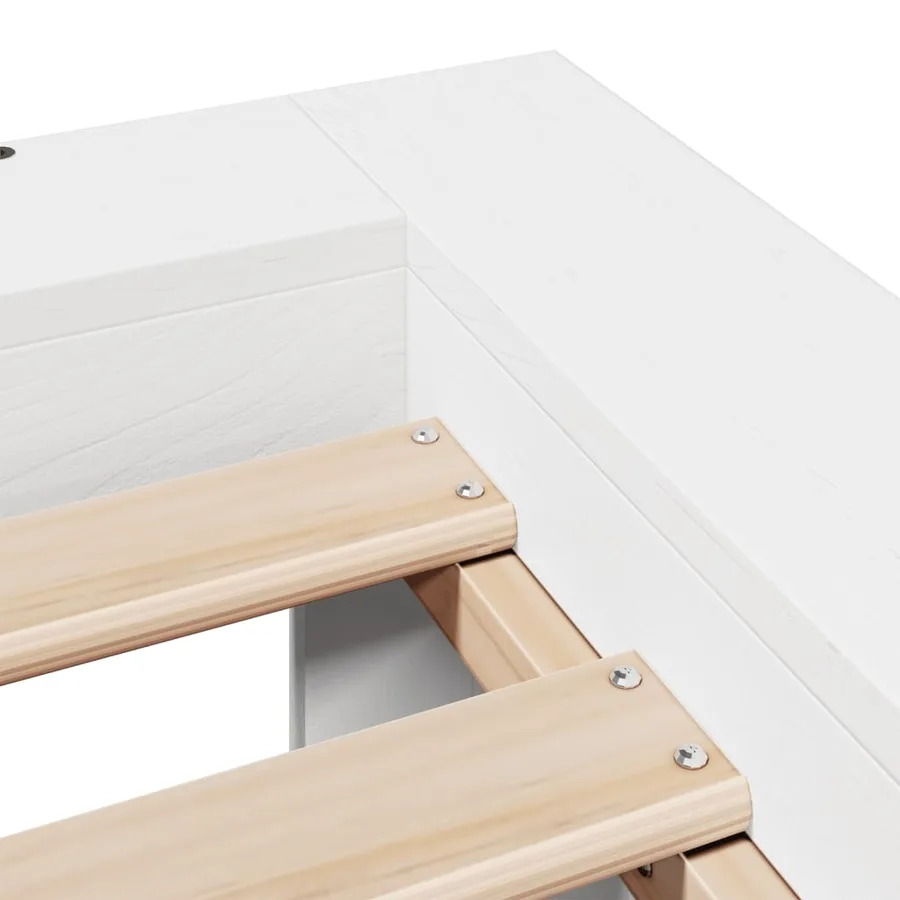 Cadre de lit sans matelas blanc 90x200 cm bois de pin massif - 6