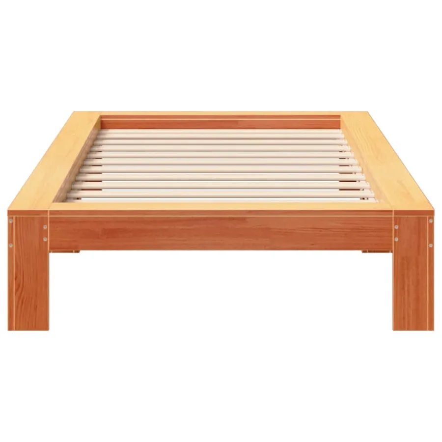 Cadre de lit sans matelas cire marron 100x200cm bois pin massif - 4