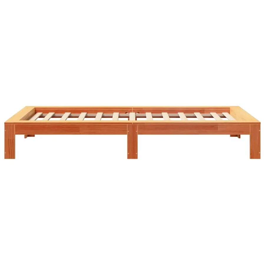 Cadre de lit sans matelas cire marron 100x200cm bois pin massif - 5