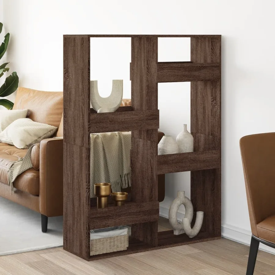 Cloison de séparation chêne marron 100x33x135cm bois ingénierie - 3