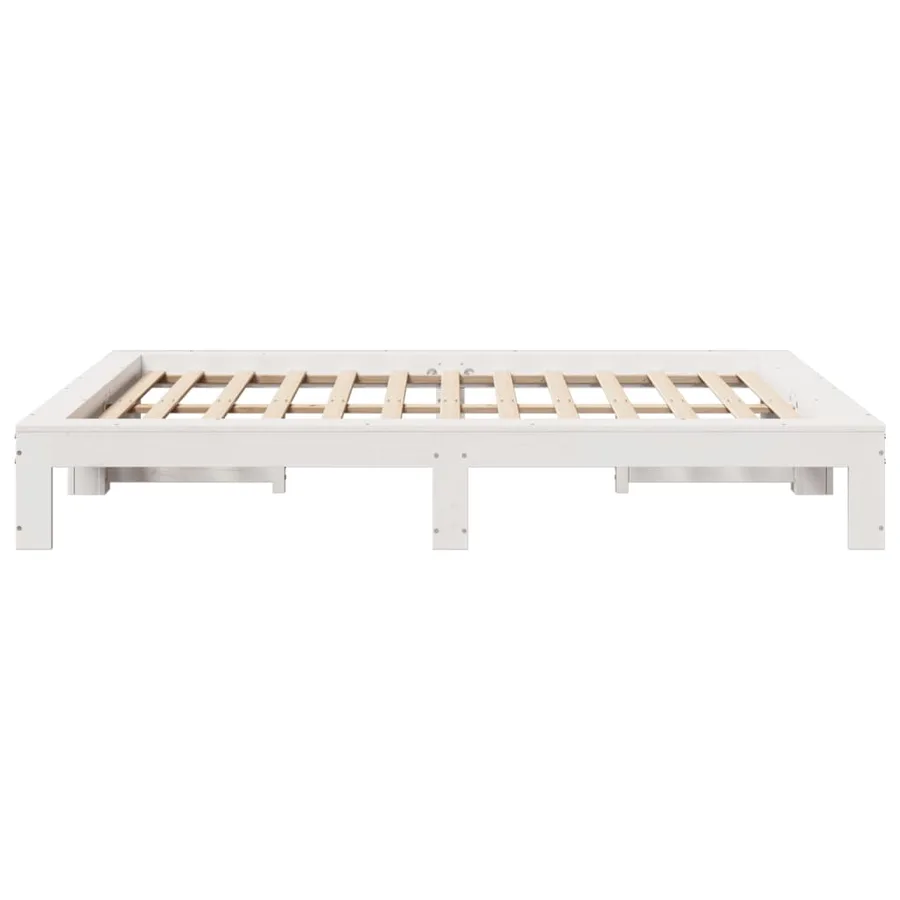 Cadre de lit sans matelas blanc 140x200 cm bois de pin massif - 5