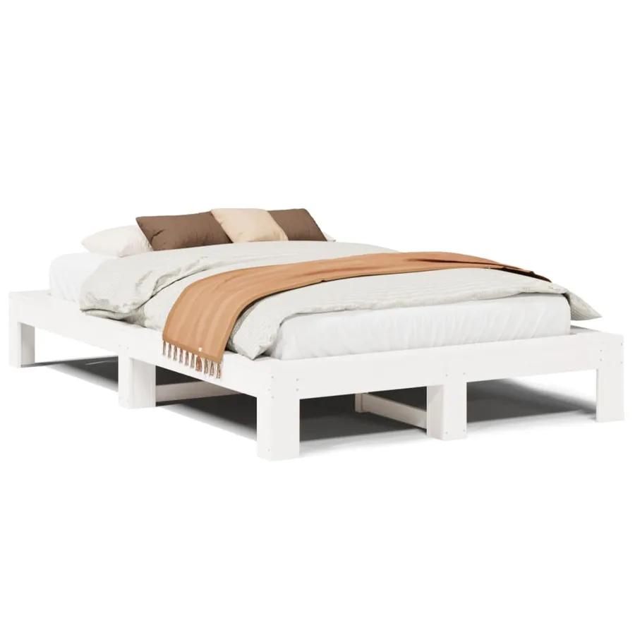 Cadre de lit sans matelas blanc 120x190 cm bois de pin massif - 2
