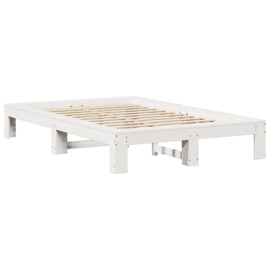 Cadre de lit sans matelas blanc 120x190 cm bois de pin massif - 3