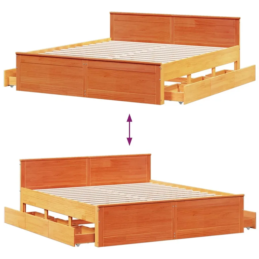 Cadre de lit sans matelas avec tête de lit 180x200 cm bois pin - 10