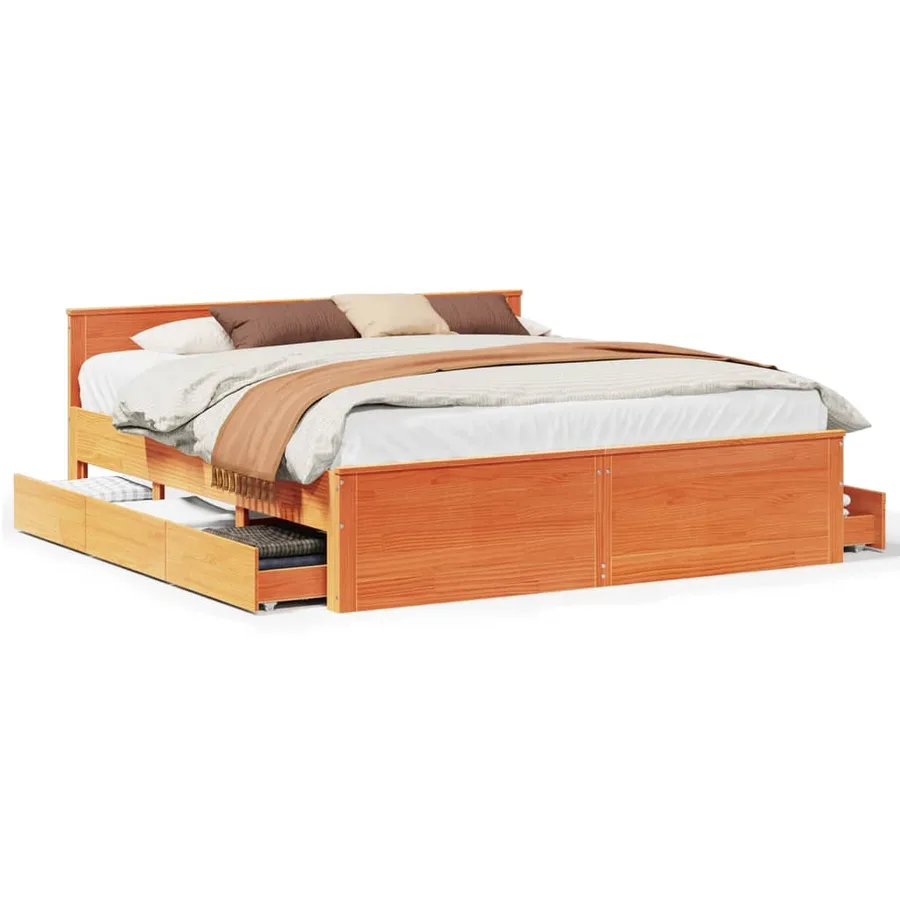 Cadre de lit sans matelas avec tête de lit 180x200 cm bois pin - 2
