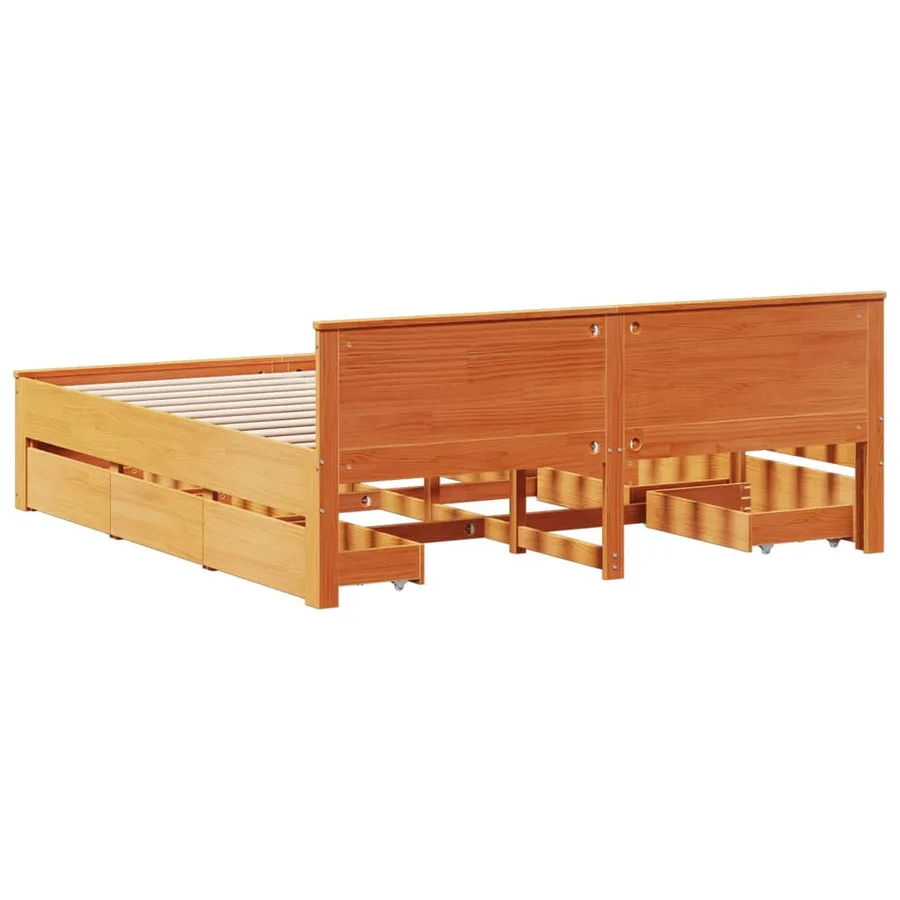 Cadre de lit sans matelas avec tête de lit 180x200 cm bois pin - 6